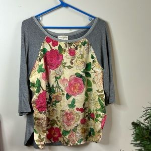 Women’s Anthropologie Liberty Garden 3/4 sleeve floral top, it is dry clean only